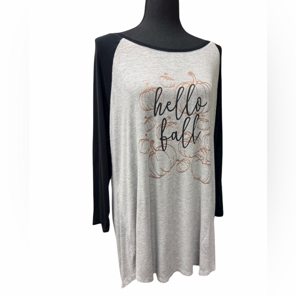 EST. 1946 Gray/Black Graphic “Hello Fall” Raglan Tee Shirt size Large